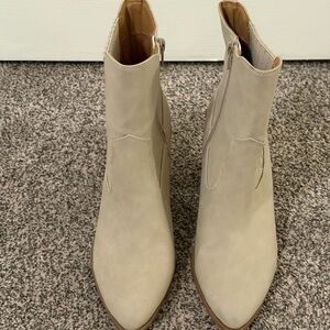 LC Lauren Conrad Beige Ankle Booties